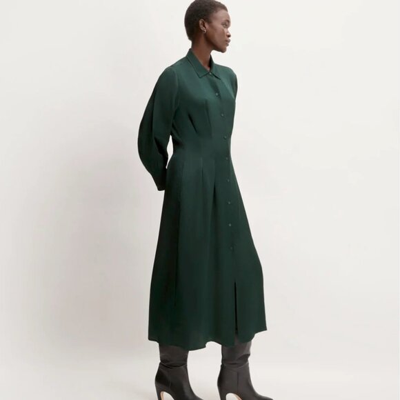 NWT Everlane The Hammered Satin Shirt Dress - Picture 2 of 8